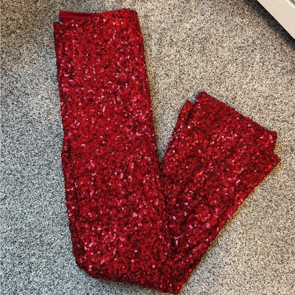 Red Sequin Pants